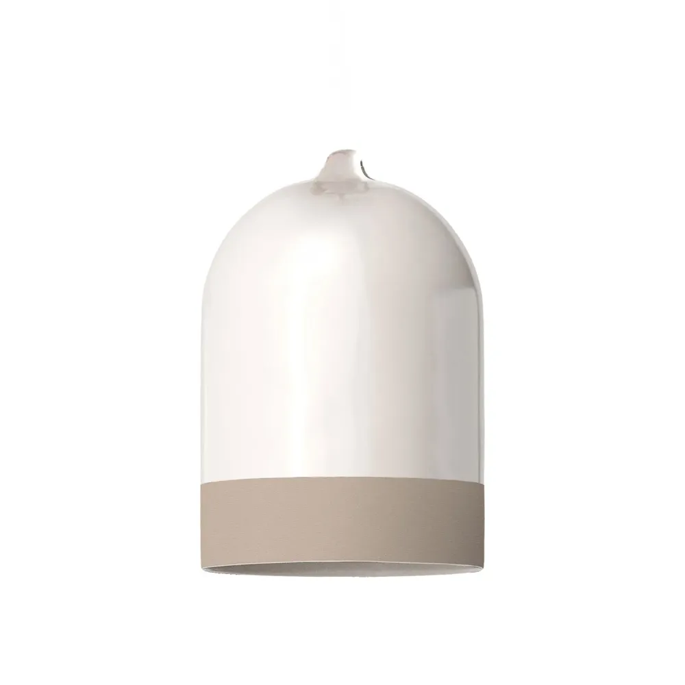 Abajur Campana Mini XS bicolor em cerâmica Branco e Tórtola, coleção Materia - Fabricado em Itália
