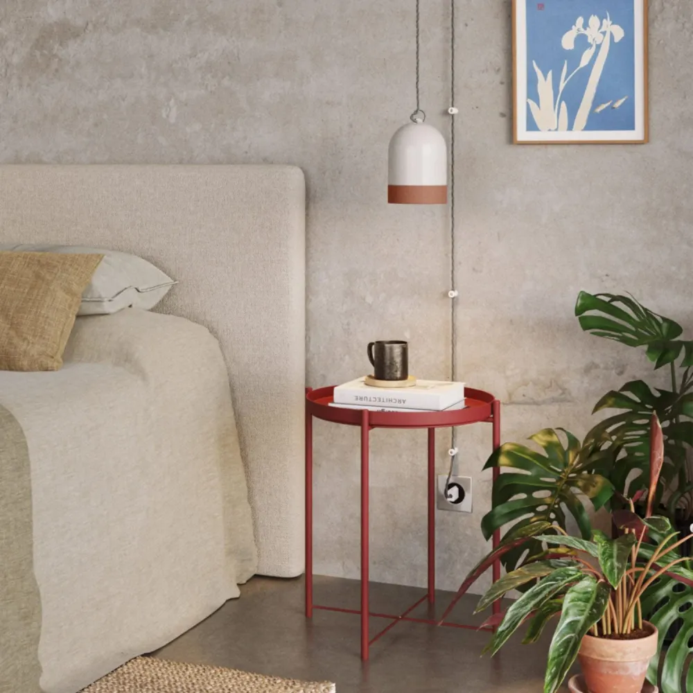 Abajur Campana Mini XS bicolor em cerâmica Branco e Terracota, coleção Materia - Made Italy
