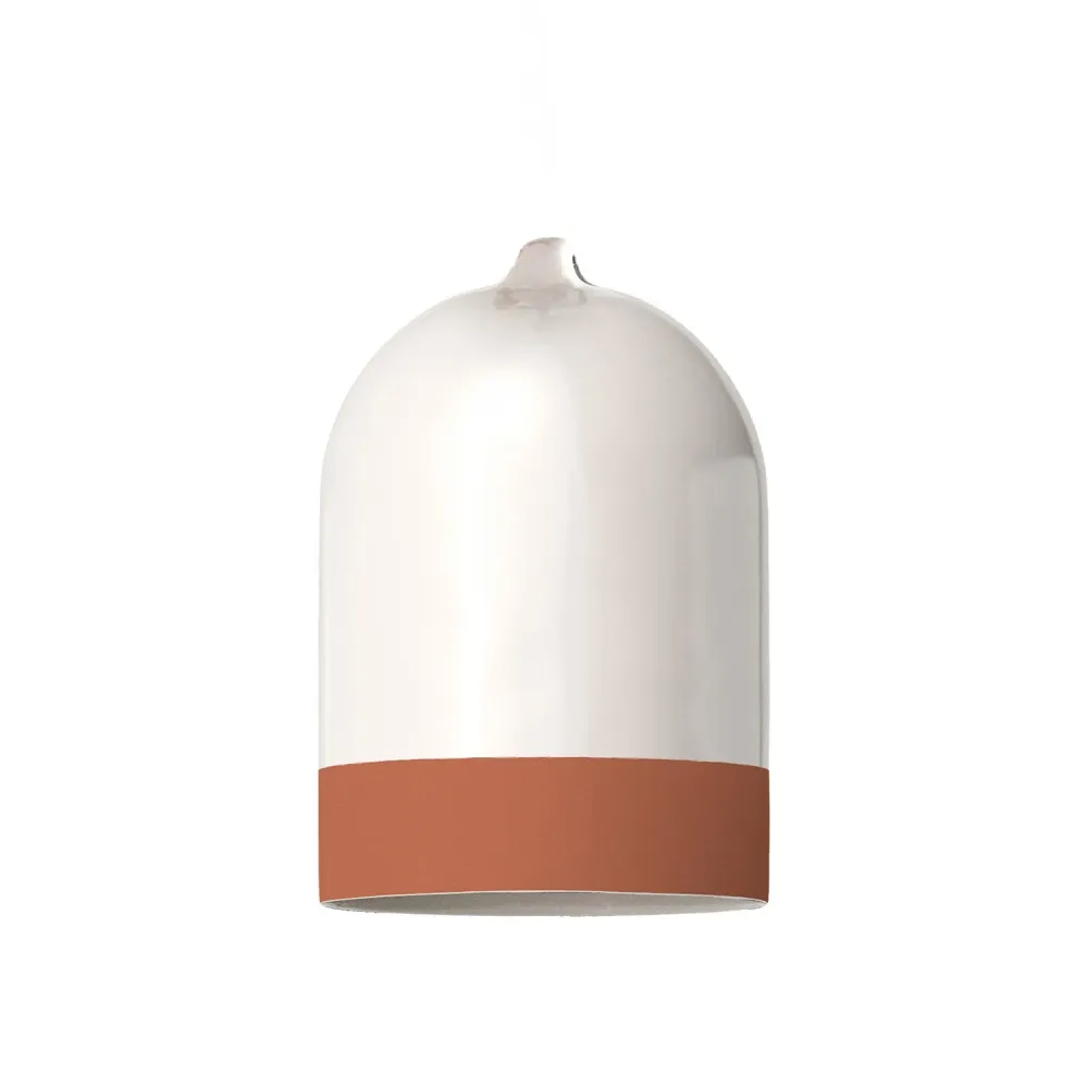 Abajur Campana Mini XS bicolor em cerâmica Branco e Terracota, coleção Materia - Made Italy