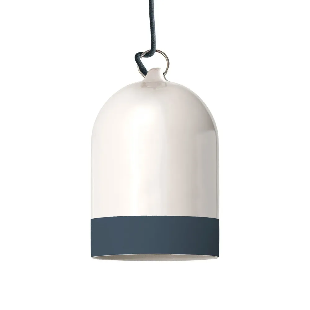 Abajur Campana Mini XS bicolor em cerâmica Branco e Petróleo, coleção Materia - Made Italy
