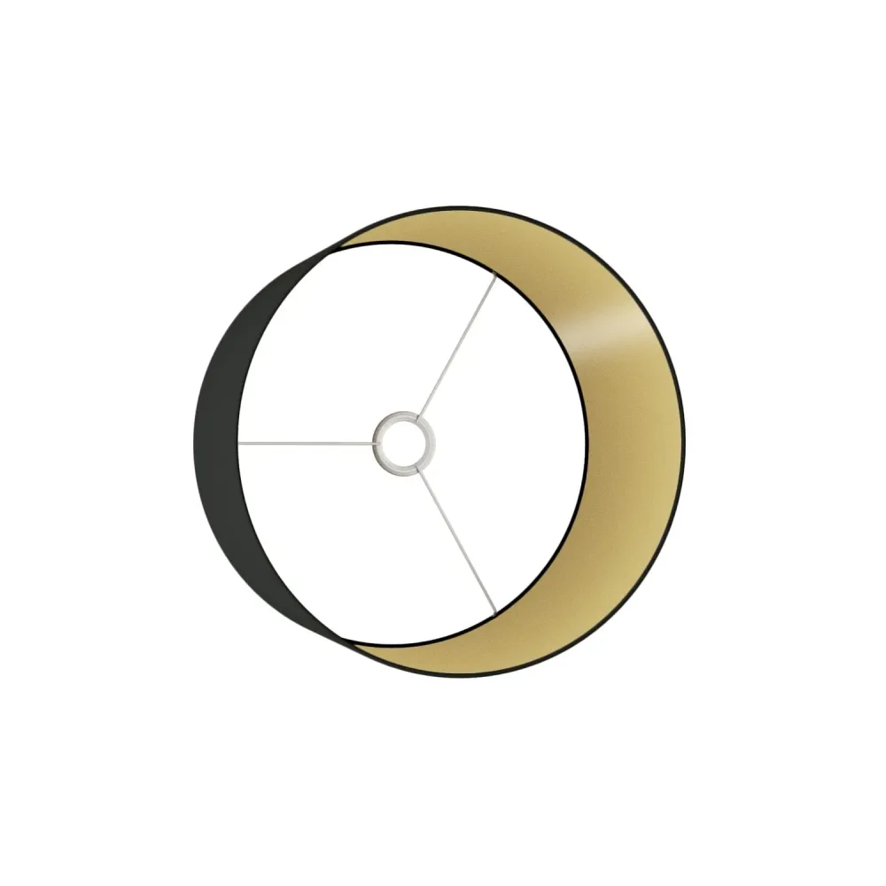 Abajur Cilindro L em tecido com casquilho E27 - Made Italy - Preto/Ouro