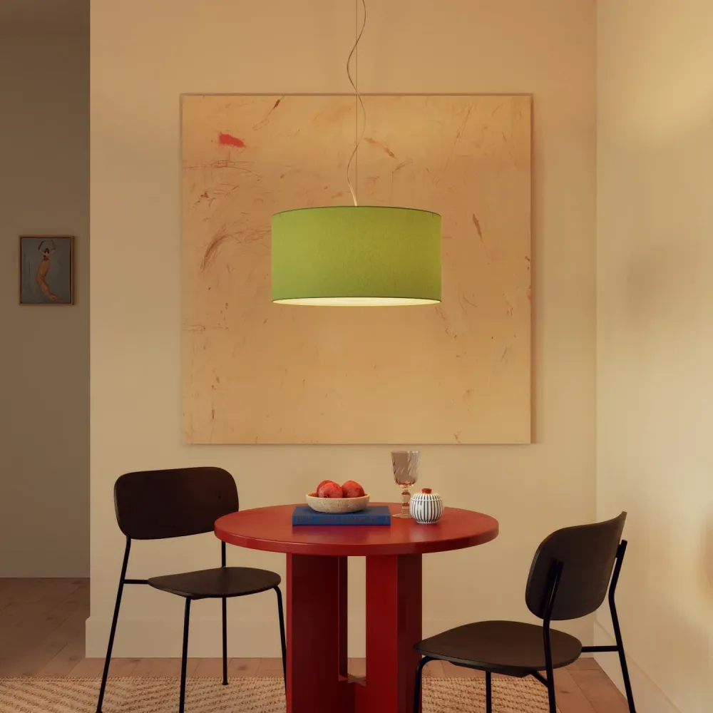 Abajur Cilindro XL em tecido com casquilho E27 - Made Italy - Cinette Verde Pistácio