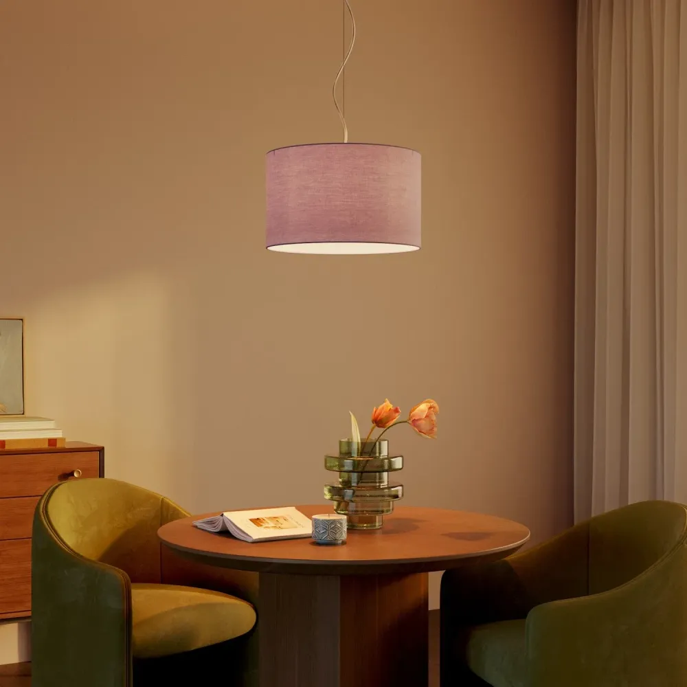 Abajur Cilindro L em tecido com encaixe E27 - Fabricado em Itália - Tela Lilás