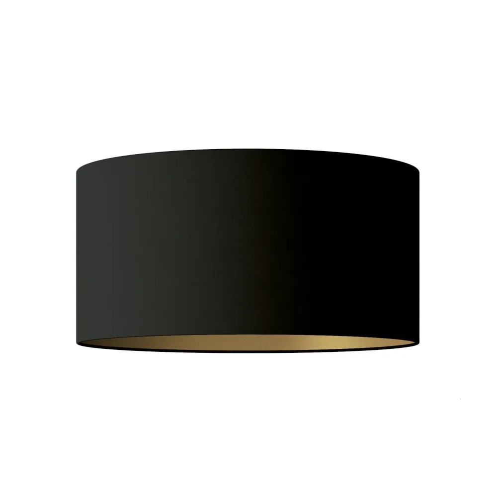 Abajur Cilindro XL em tecido com encaixe E27 - Made Italy - Preto/Ouro
