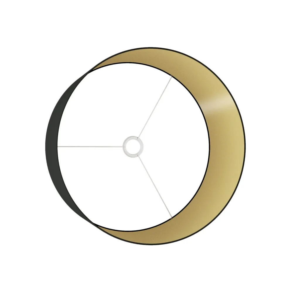 Abajur Cilindro XL em tecido com encaixe E27 - Made Italy - Preto/Ouro