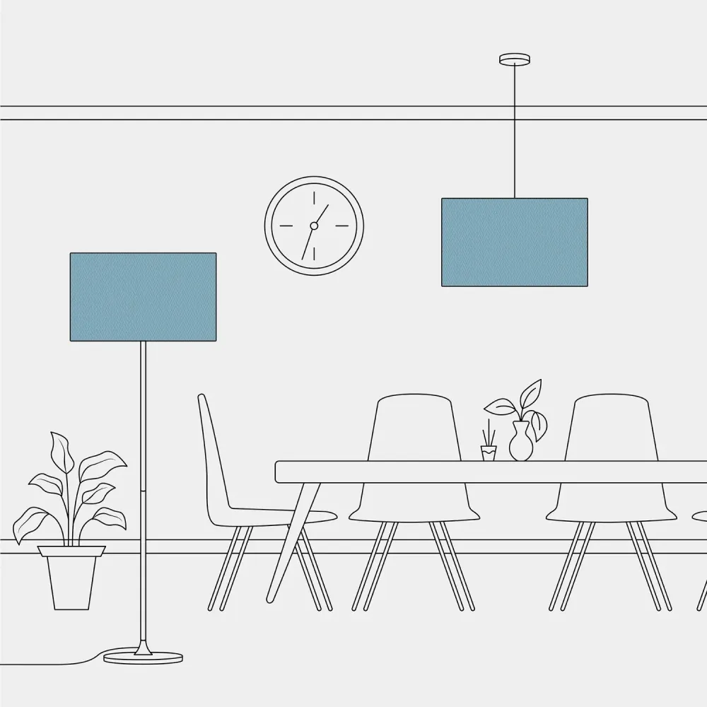 Abajur Cilindro XXL em tecido com casquilho E27 - Fabricado em Itália - Tela Azul