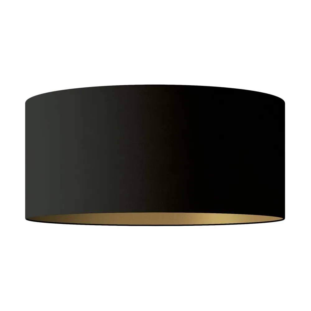 Abajur Cilindro XXL em tecido com encaixe E27 - Made Italy - Preto/Ouro
