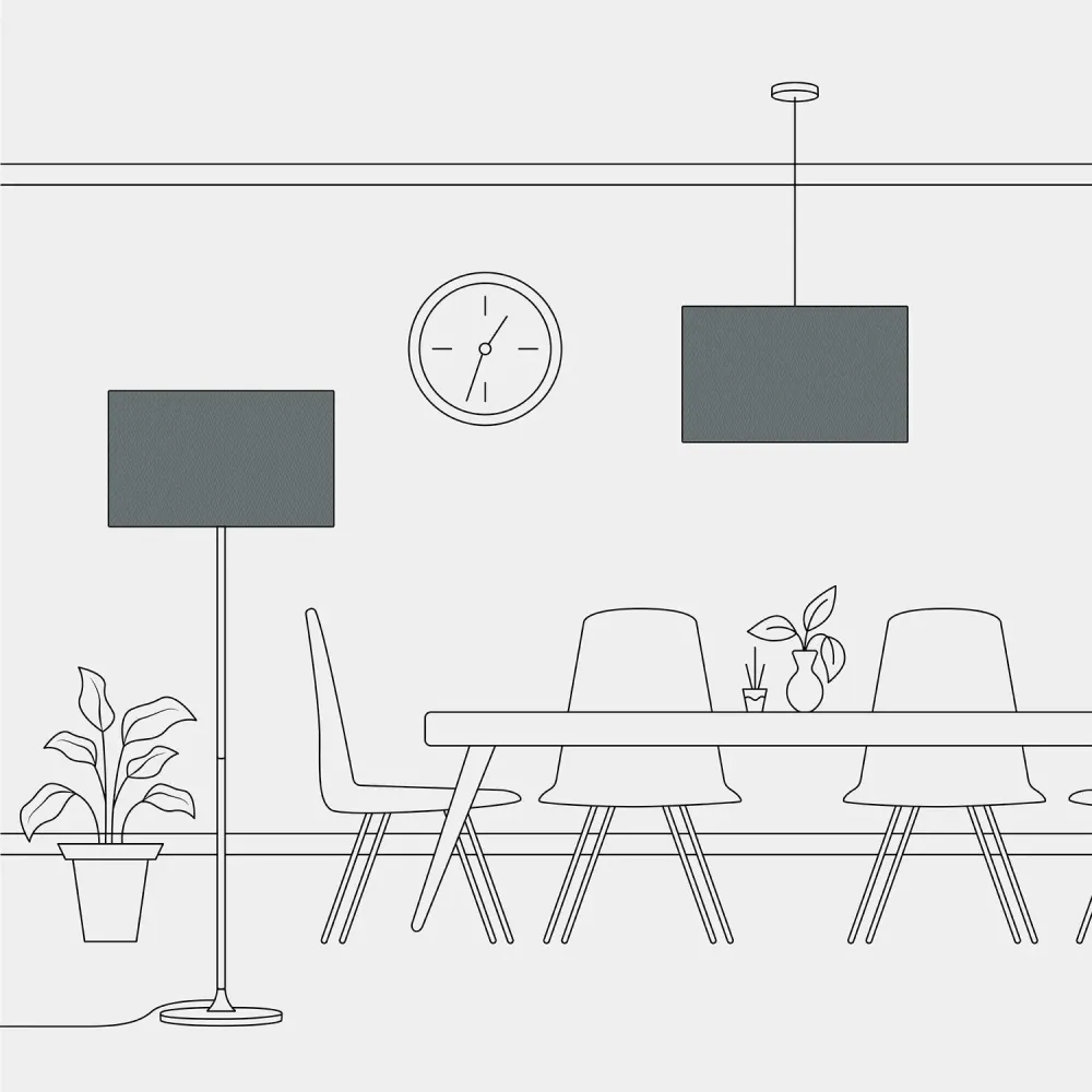 Abajur Cilindro XXL em tecido com soquete E27 - Fabricado em Itália - Tecido Cinzento Escuro