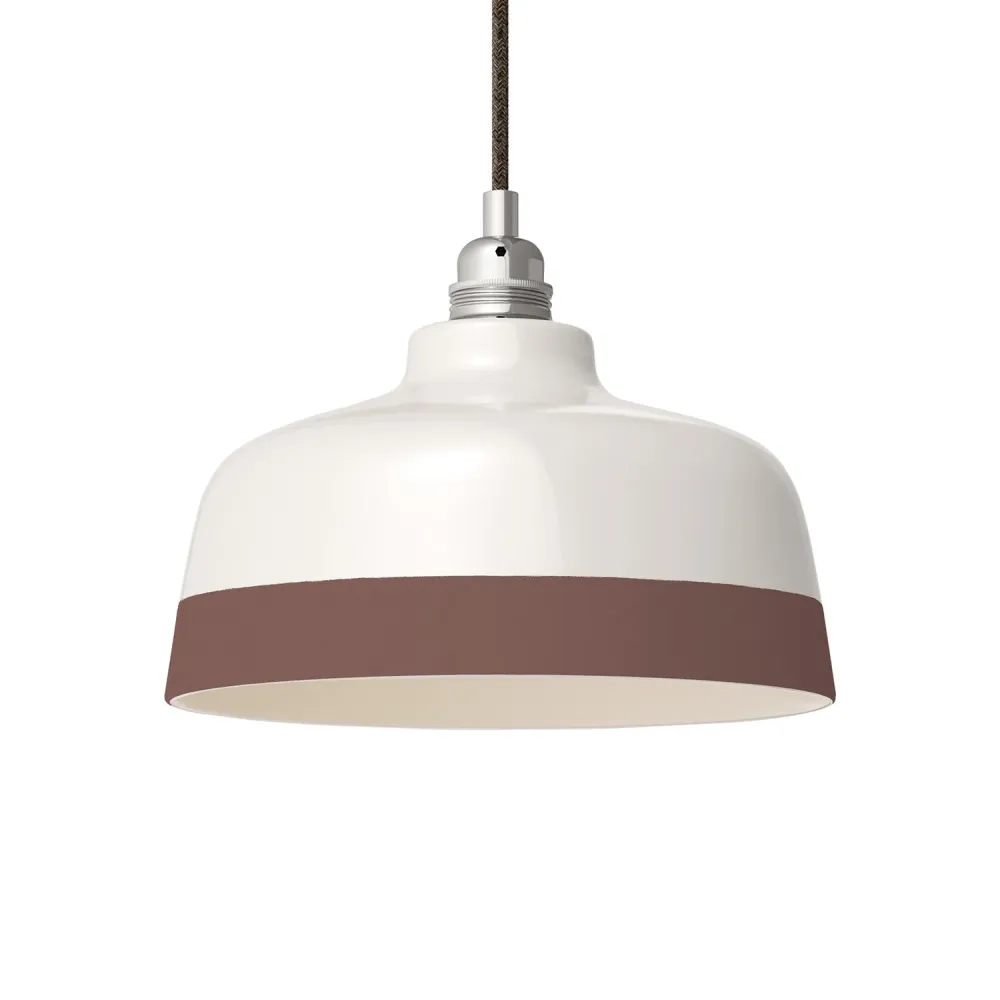 Abajur Coppa bicolor em cerâmica branco e castanho, coleção Materia - Made Italy