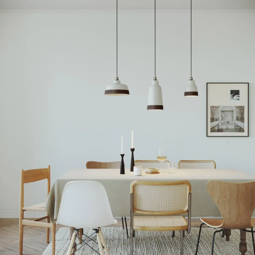 Abajur Coppa bicolor em cerâmica branco e castanho, coleção Materia - Made Italy