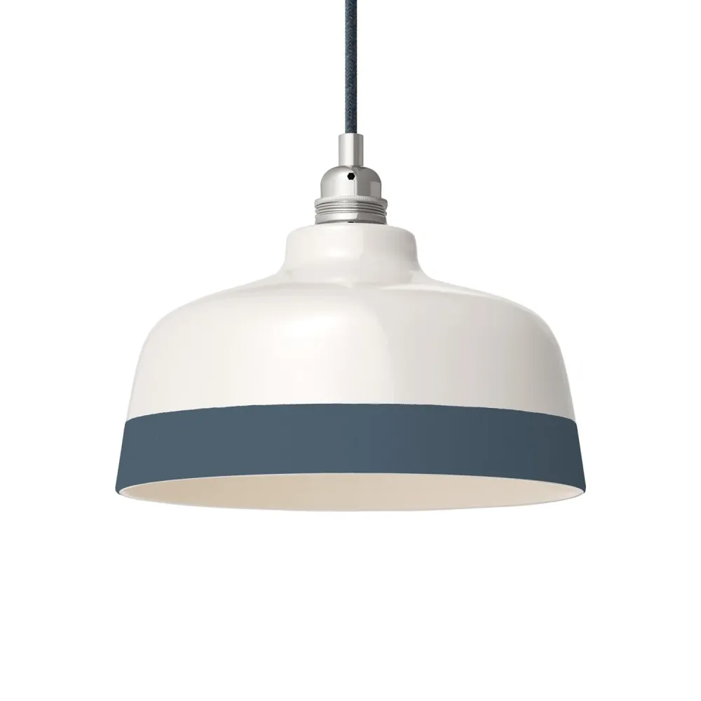 Abajur Coppa bicolor em cerâmica Branco e Petróleo, coleção Materia - Made Italy