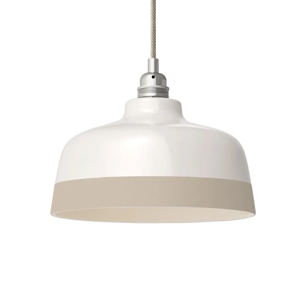 Abajur Coppa bicolor em cerâmica Branco e Taupe, coleção Materia - Fabricado em Itália