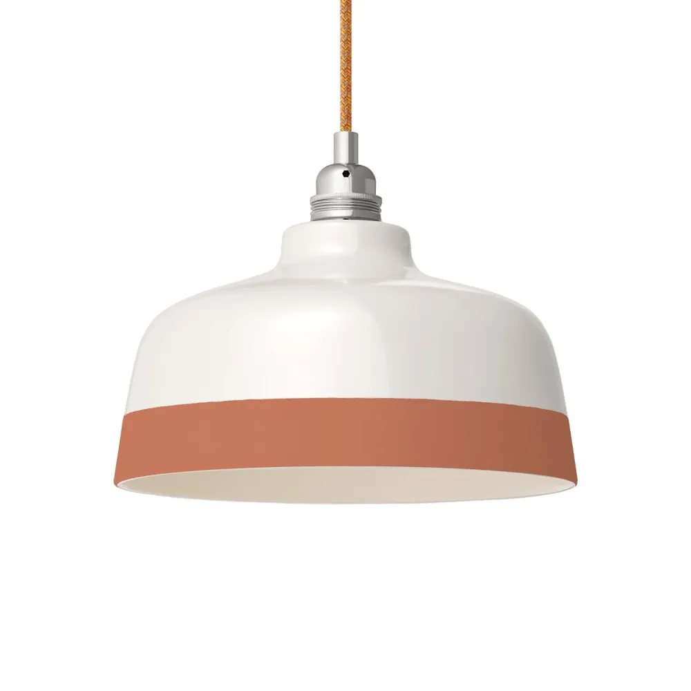 Abajur Coppa bicolor em cerâmica Branco e Terracota, coleção Materia - Made Italy
