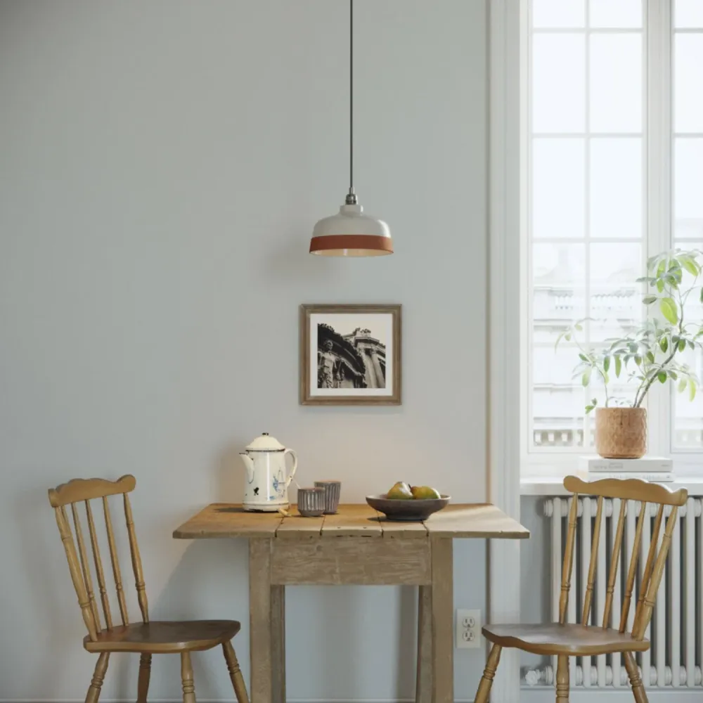 Abajur Coppa bicolor em cerâmica Branco e Terracota, coleção Materia - Made Italy