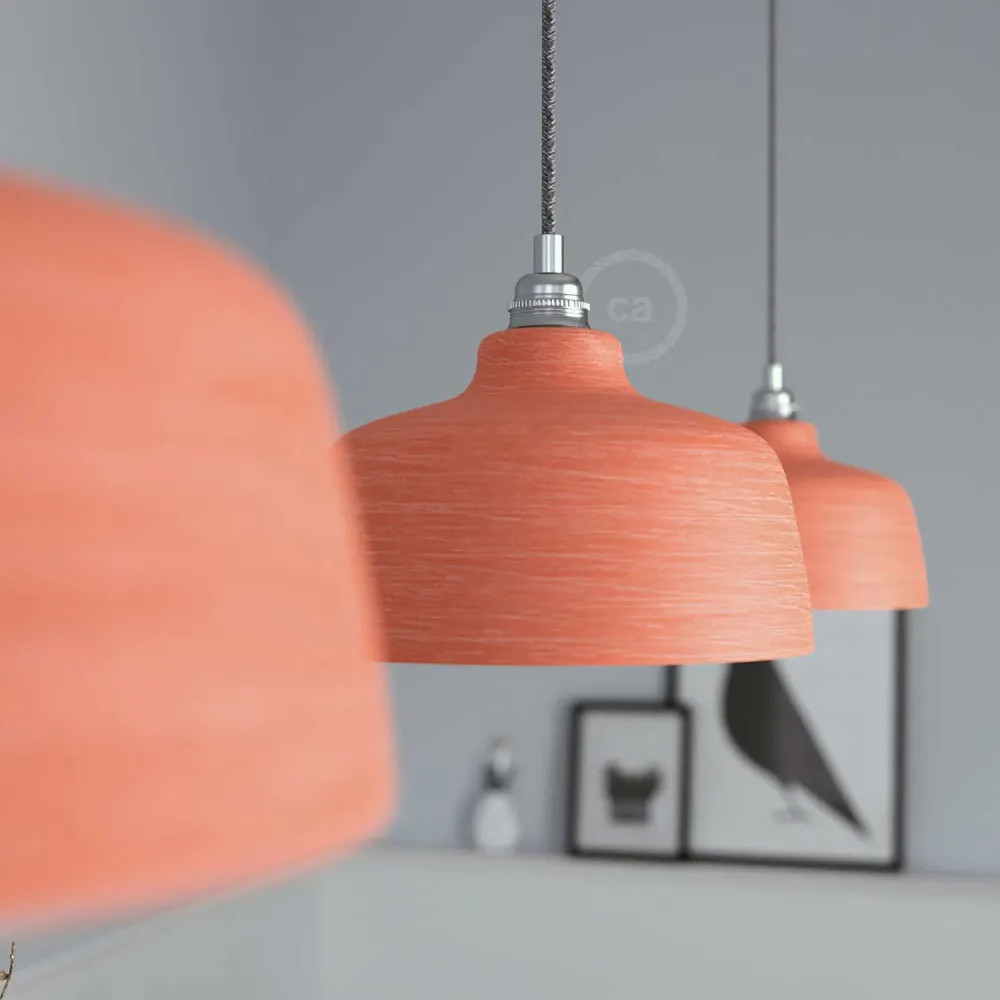 Abajur Coppa em cerâmica, coleção Materia - Fabricado em Itália - Coral riscado