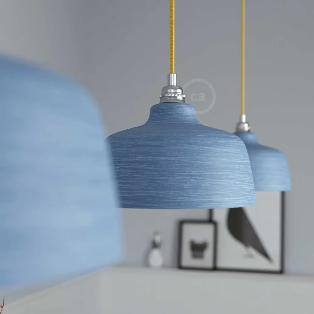 Abajur Coppa em cerâmica, coleção Materia - Made Italy - Azul Avion riscado