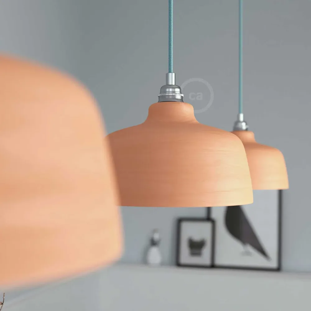 Abajur Coppa em cerâmica, coleção Materia - Made Italy - Terracotta riscada