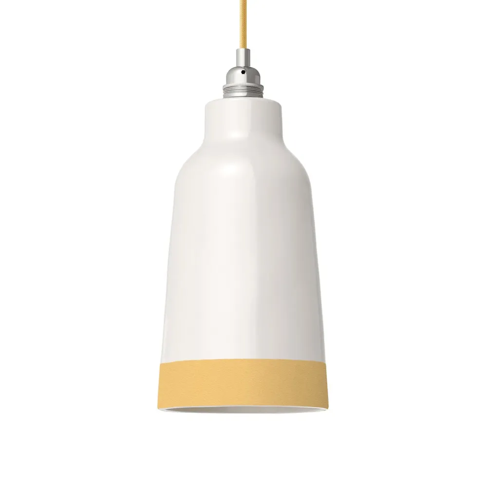 Abajur Garrafa bicolor em cerâmica Branco e Amarelo, coleção Materia - Fabricado em Itália