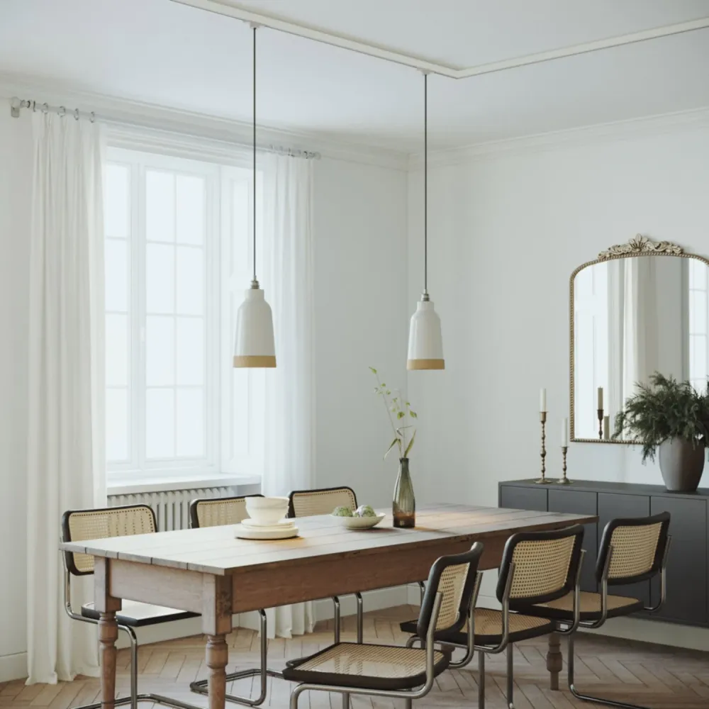 Abajur Garrafa bicolor em cerâmica Branco e Amarelo, coleção Materia - Fabricado em Itália