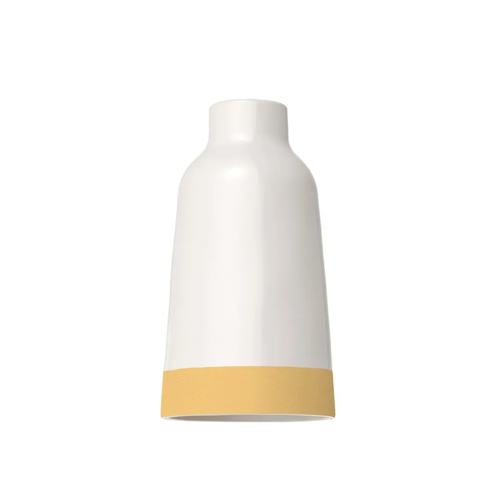 Abajur Garrafa bicolor em cerâmica Branco e Amarelo, coleção Materia - Fabricado em Itália