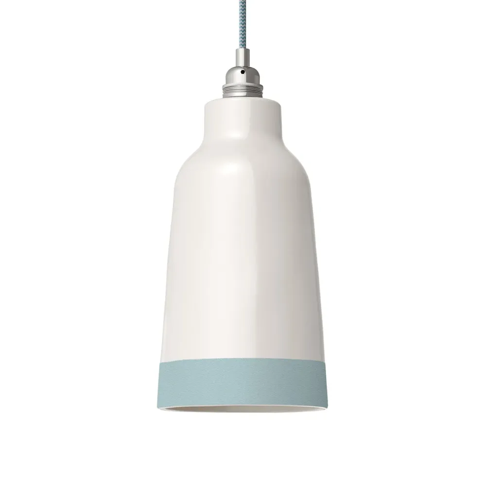 Abajur Garrafa bicolor em cerâmica Branco e Azul, coleção Materia - Made Italy