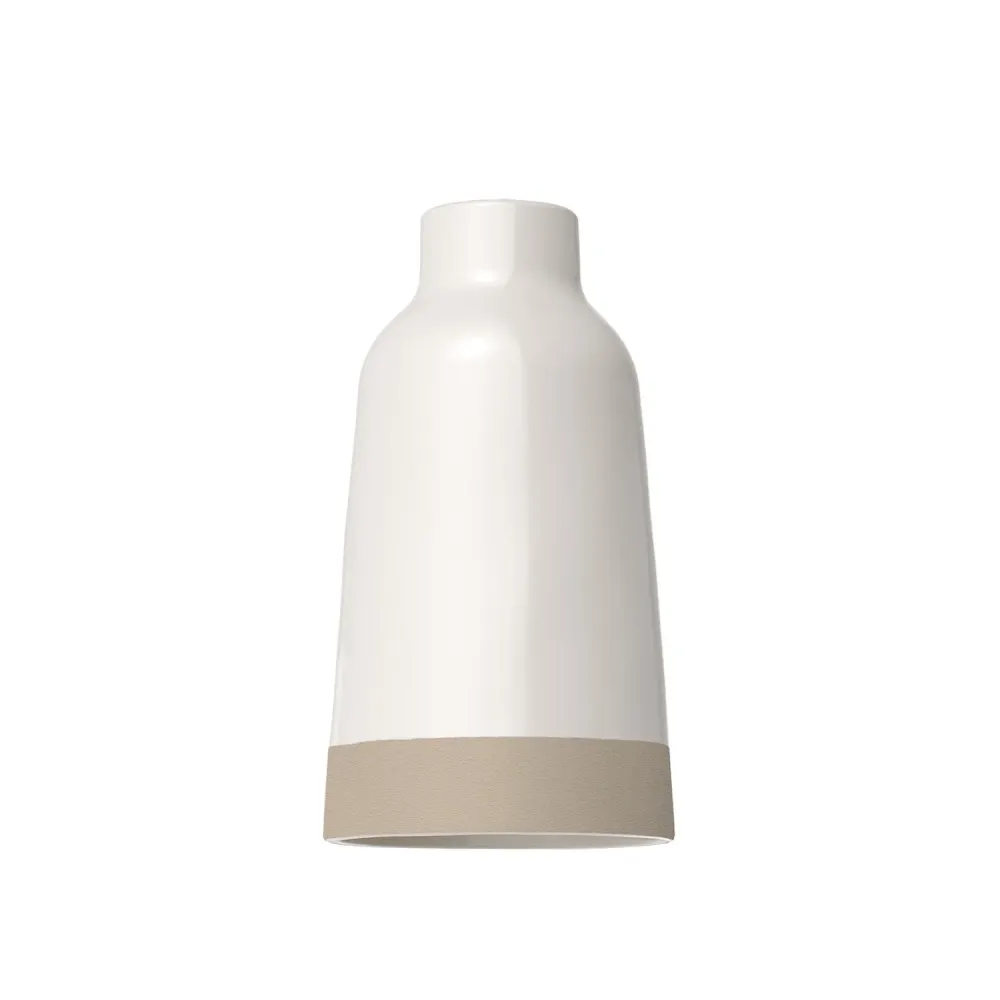 Abajur Garrafa bicolor em cerâmica Branco e Taupe, coleção Materia - Made Italy