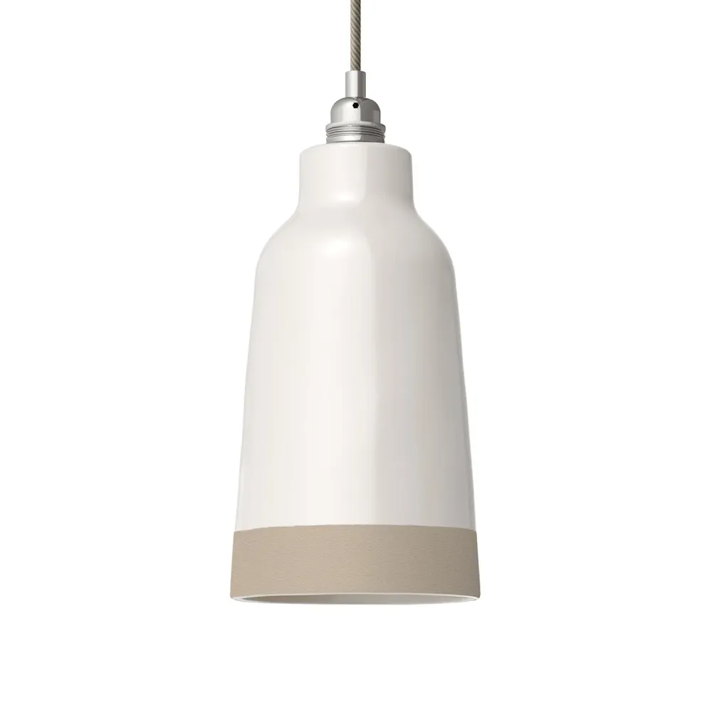 Abajur Garrafa bicolor em cerâmica Branco e Taupe, coleção Materia - Made Italy