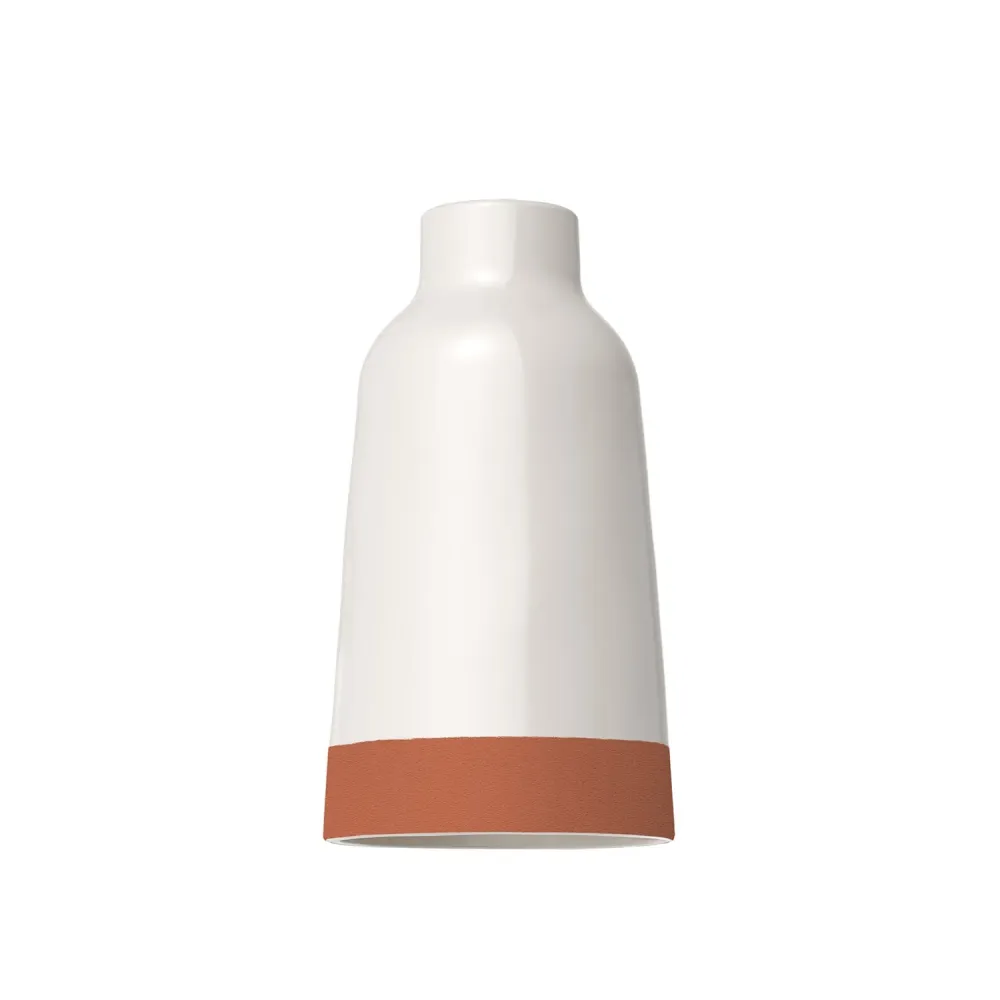 Abajur Garrafa bicolor em cerâmica Branco e Terracota, coleção Materia - Fabricado em Itália