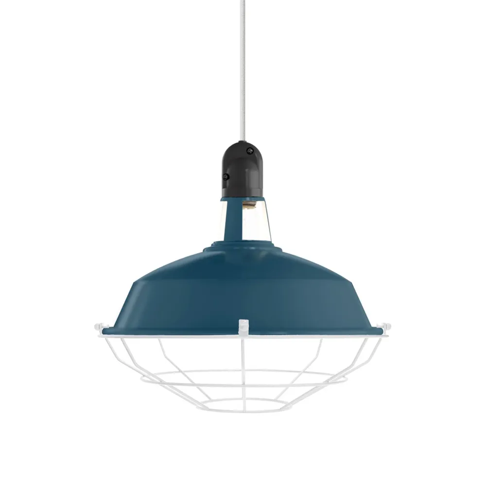 Abajur Harbour com gaiola em metal - Azul-petróleo