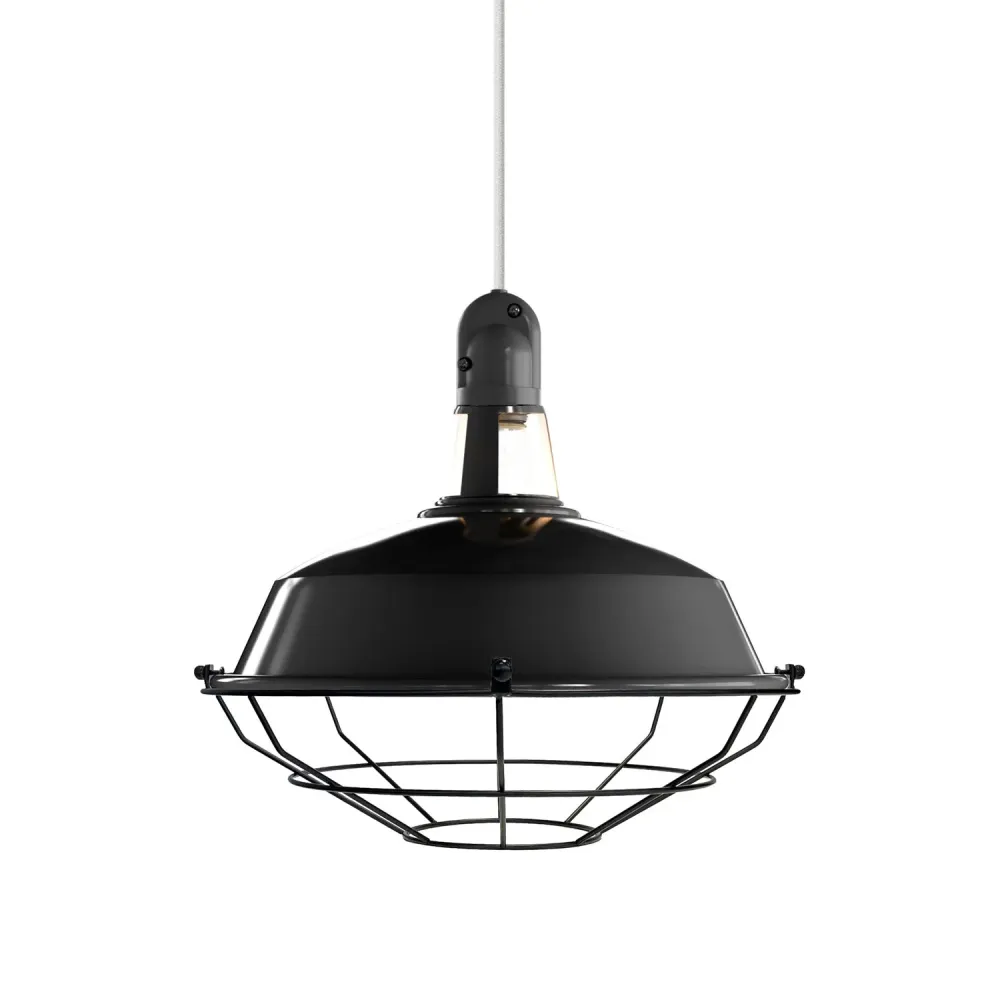 Abajur Harbour com gaiola em metal - Preto