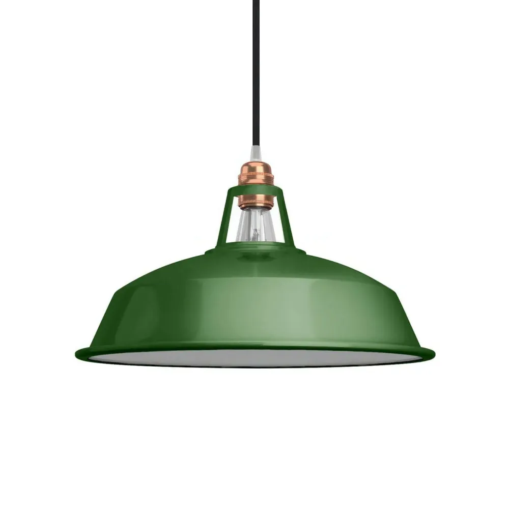 Abajur Harbour em metal esmaltado com casquilho E27, diâmetro 38 cm - Verde