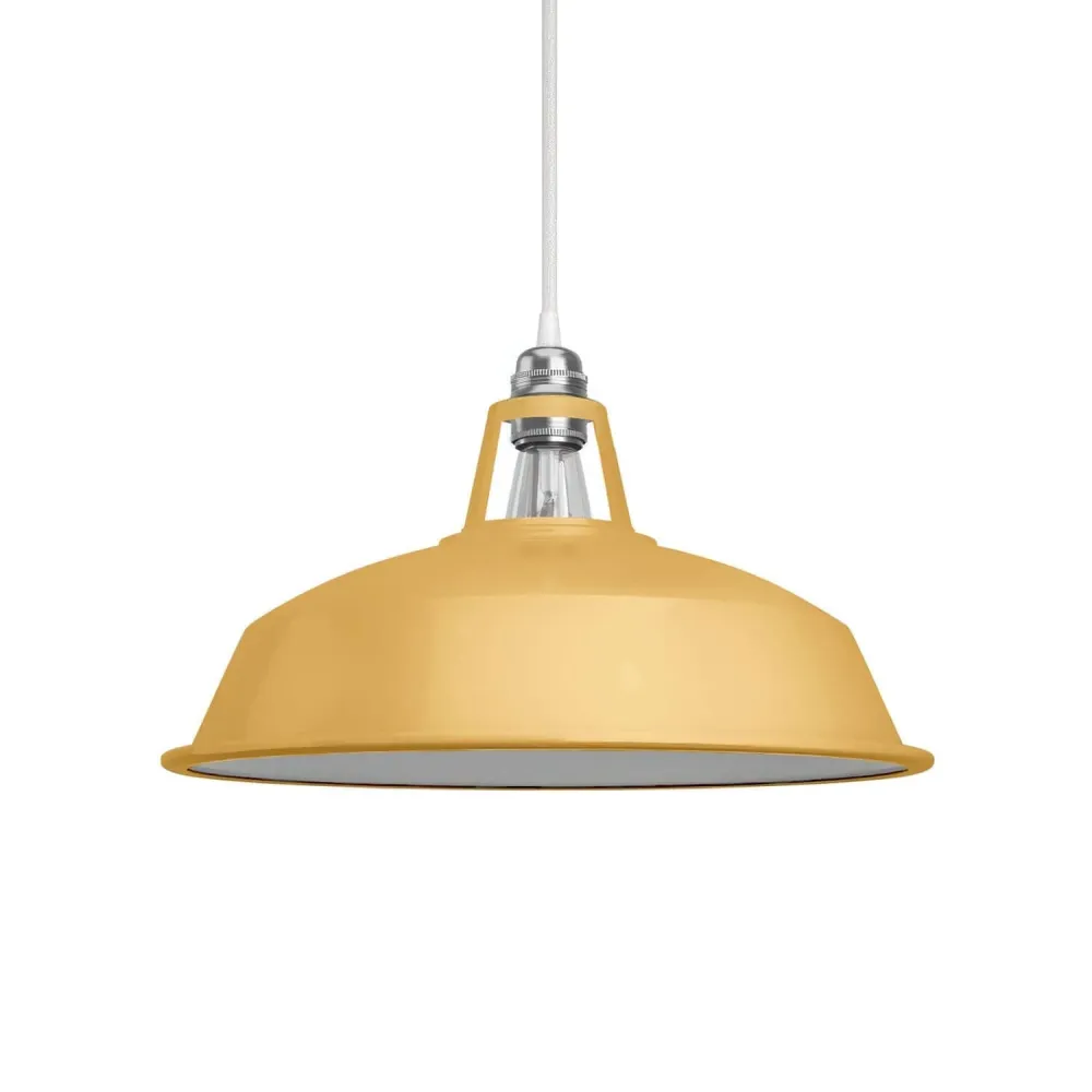 Abajur Harbour em metal esmaltado com casquilho E27, diâmetro 38 cm - Mostarda