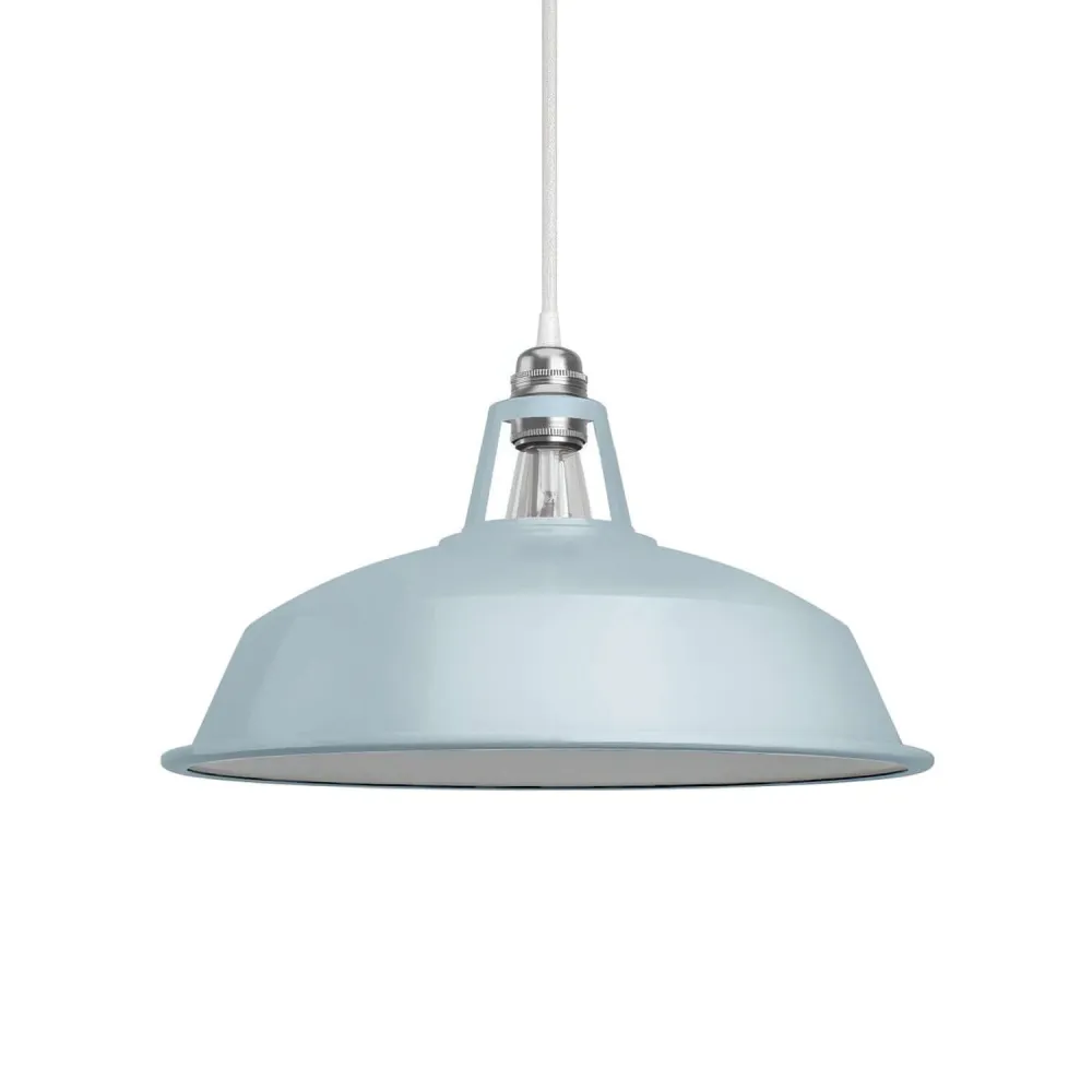 Abajur Harbour em metal esmaltado com encaixe E27, diâmetro 38 cm - Azul papel de çúcar