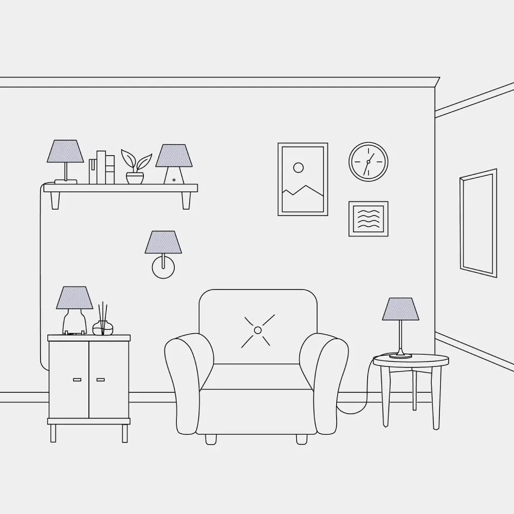 Abajur Impero S com casquilho E27 para candeeiro de mesa ou aplique - Fabricado em Itália - Tecido Lilás