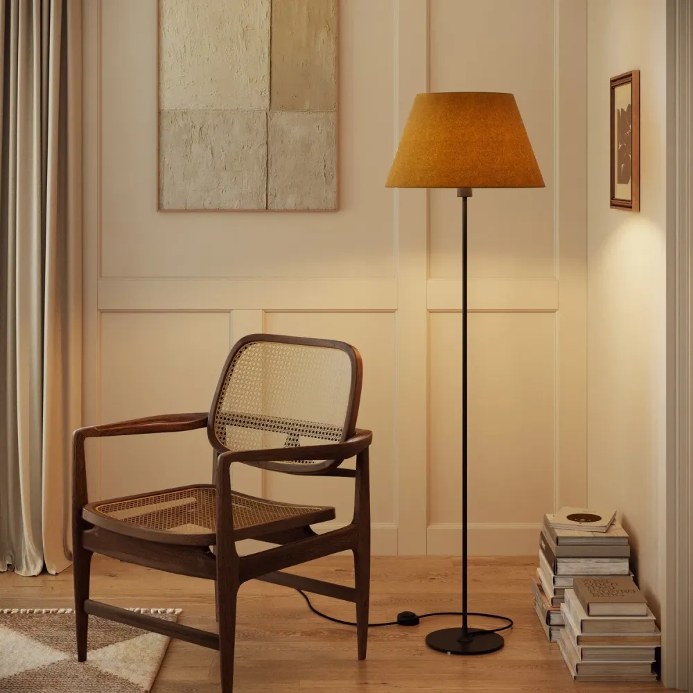 Abajur Impero L para candeeiro de mesa ou aplique com casquilho E27 - Made Italy - Lã Mostarda