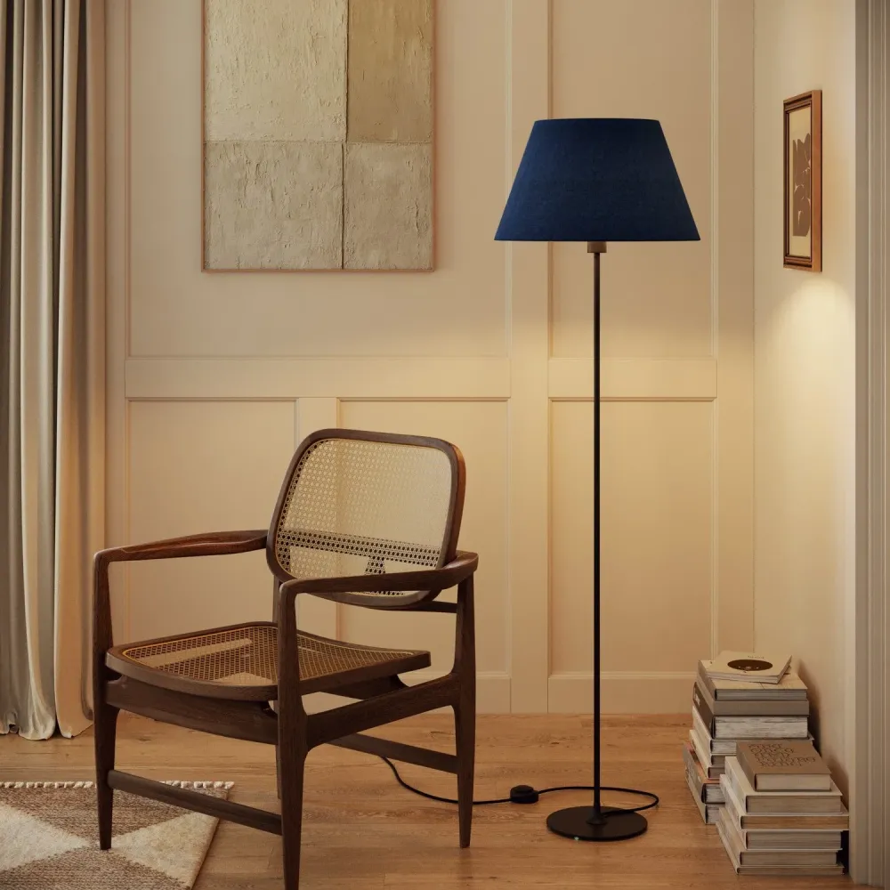 Abajur Impero L para candeeiro de mesa ou aplique com casquilho E27 - Made Italy - Lã Azul