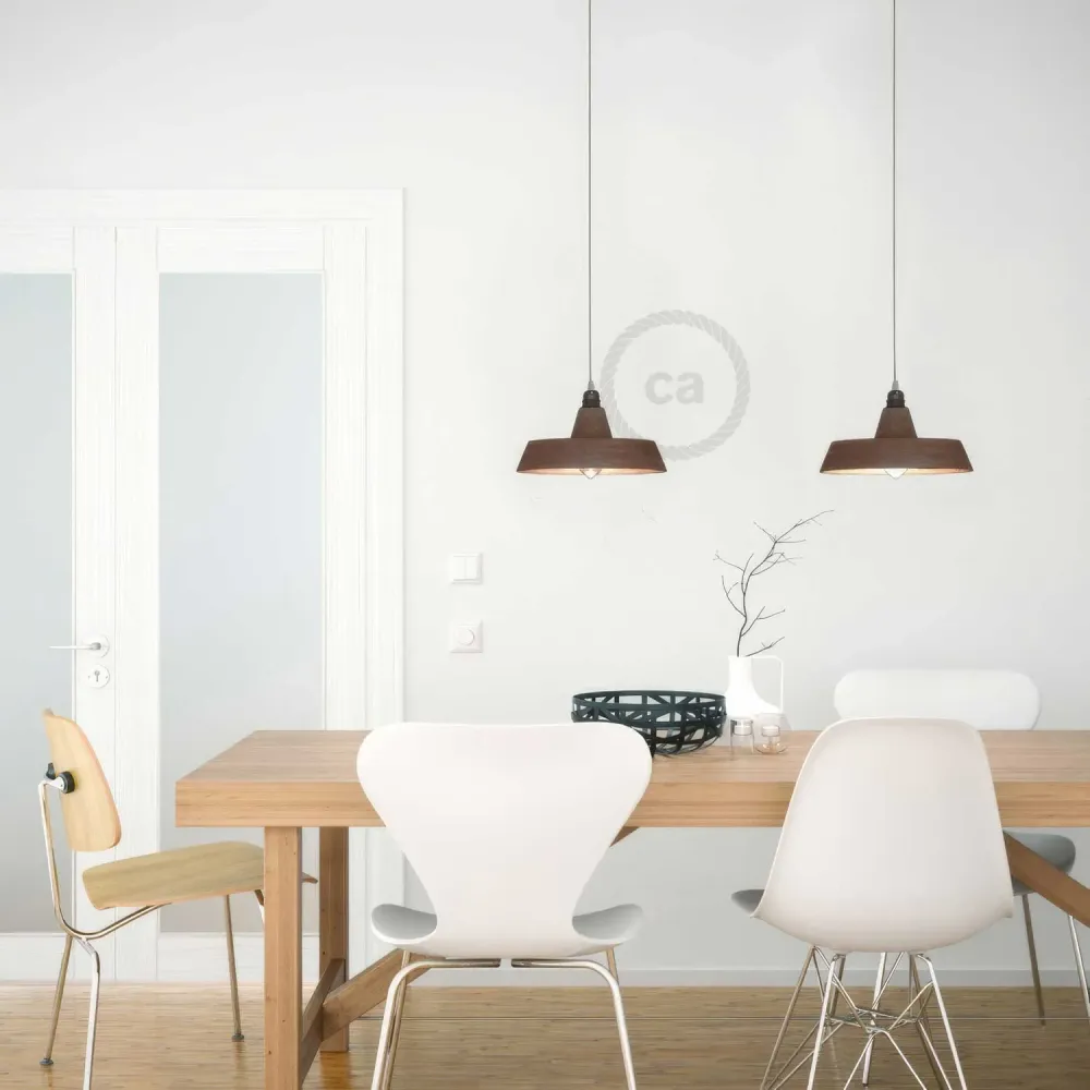 Abajur Industrial em cerâmica para suspensão - Made Italy - Efeito corten