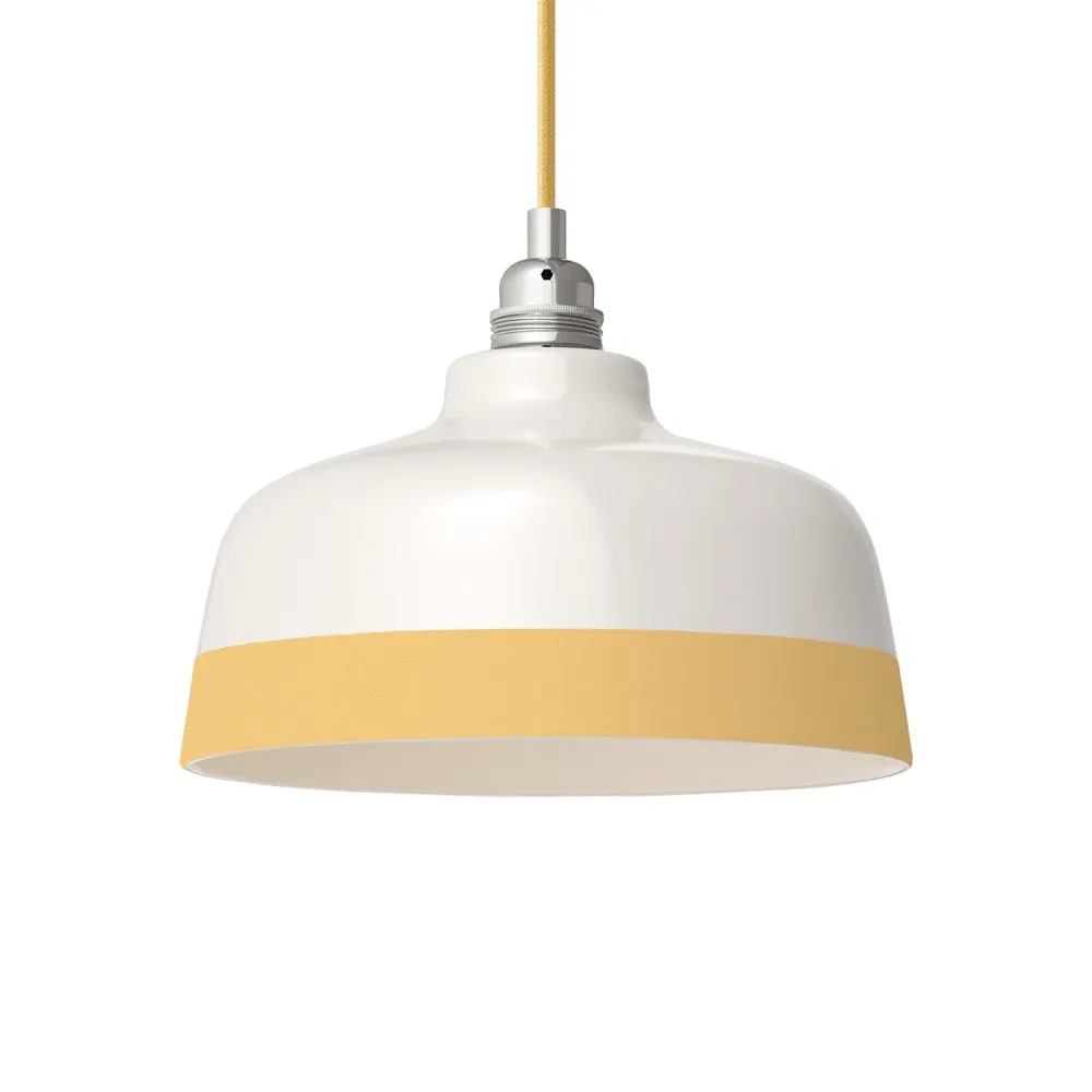 Abajur Taç bicolor em cerâmica Branco e Amarelo, coleção Materia - Made Italy