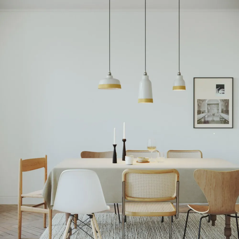 Abajur Taç bicolor em cerâmica Branco e Amarelo, coleção Materia - Made Italy
