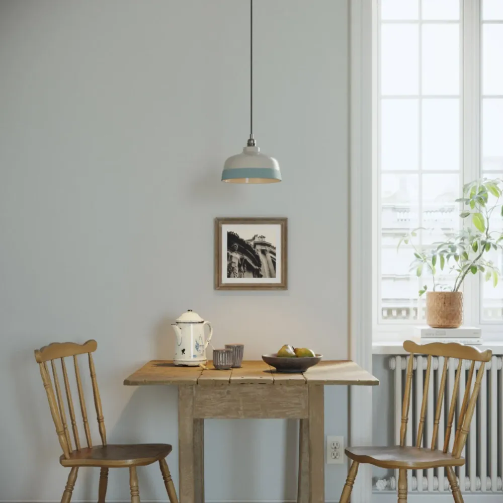 Abajur Taç bicolor em cerâmica Branco e Azul, coleção Materia - Made Italy