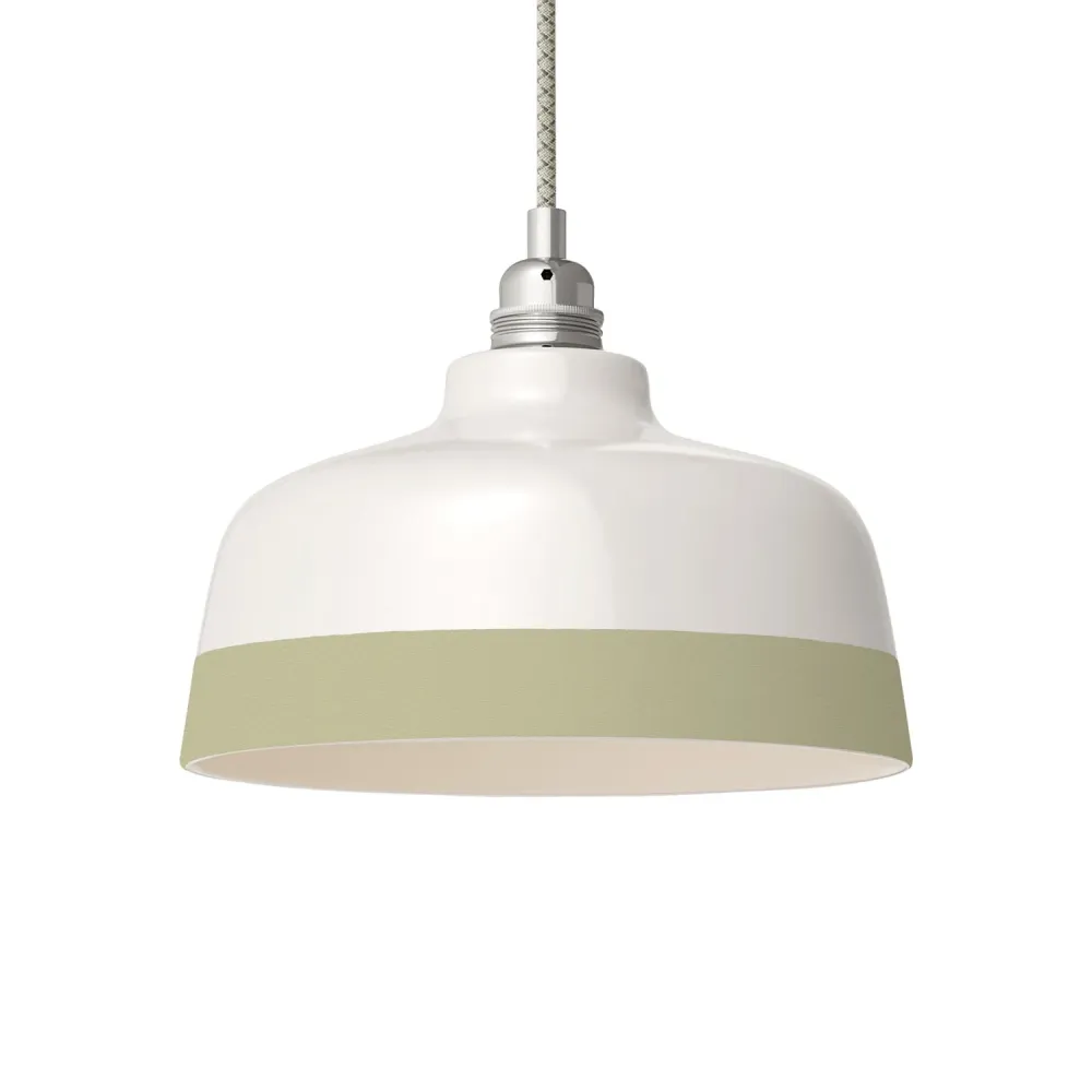 Abajur Taç bicolor em cerâmica Branco e Verde-sálvia, coleção Materia - Fabricado em Itália