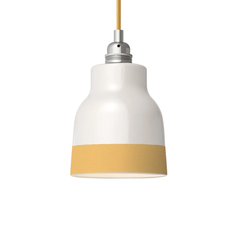 Abajur Vaso bicolor em cerâmica Branco e Amarelo, coleção Materia - Made Italy
