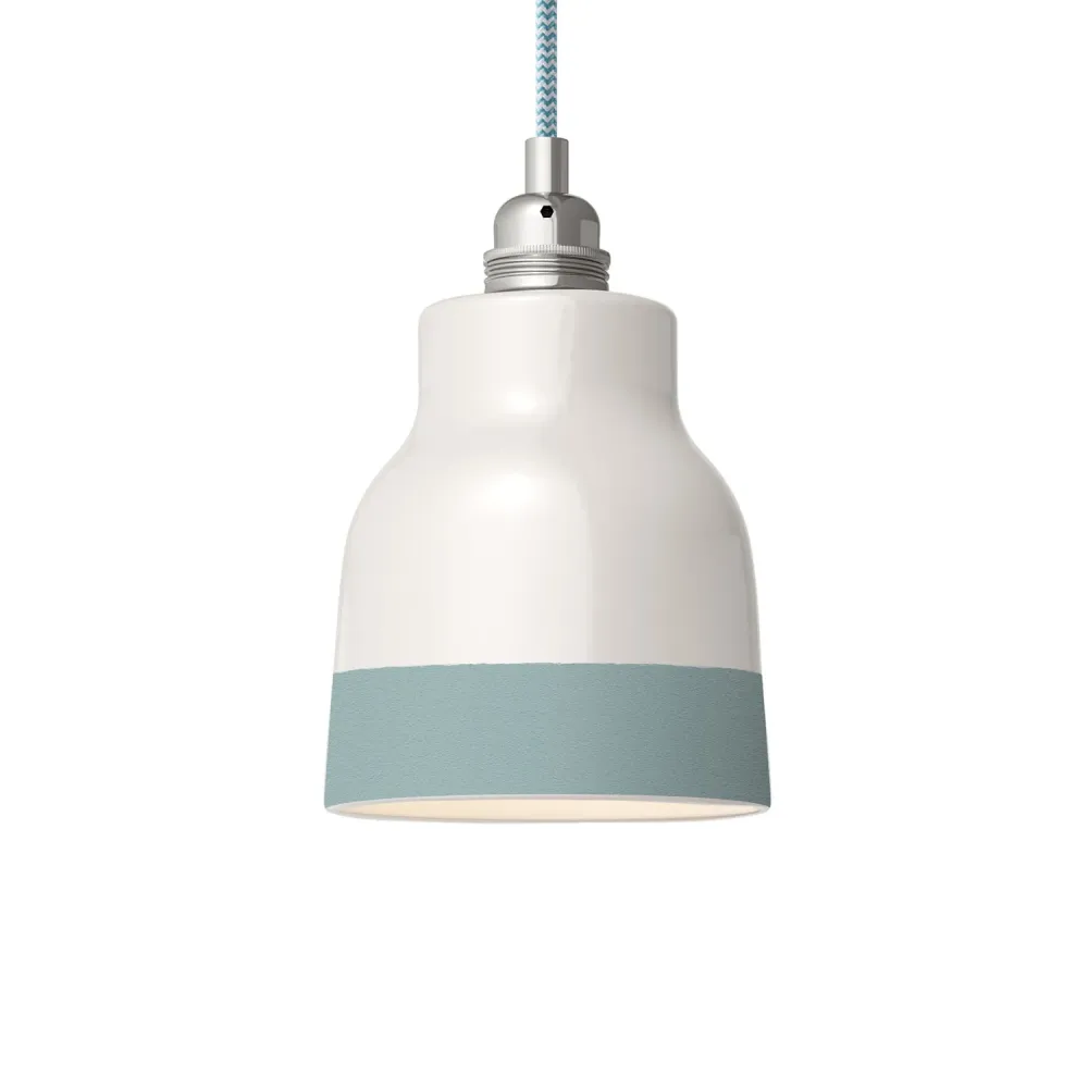 Abajur Vaso bicolor em cerâmica Branco e Azul-claro, coleção Materia - Made Italy