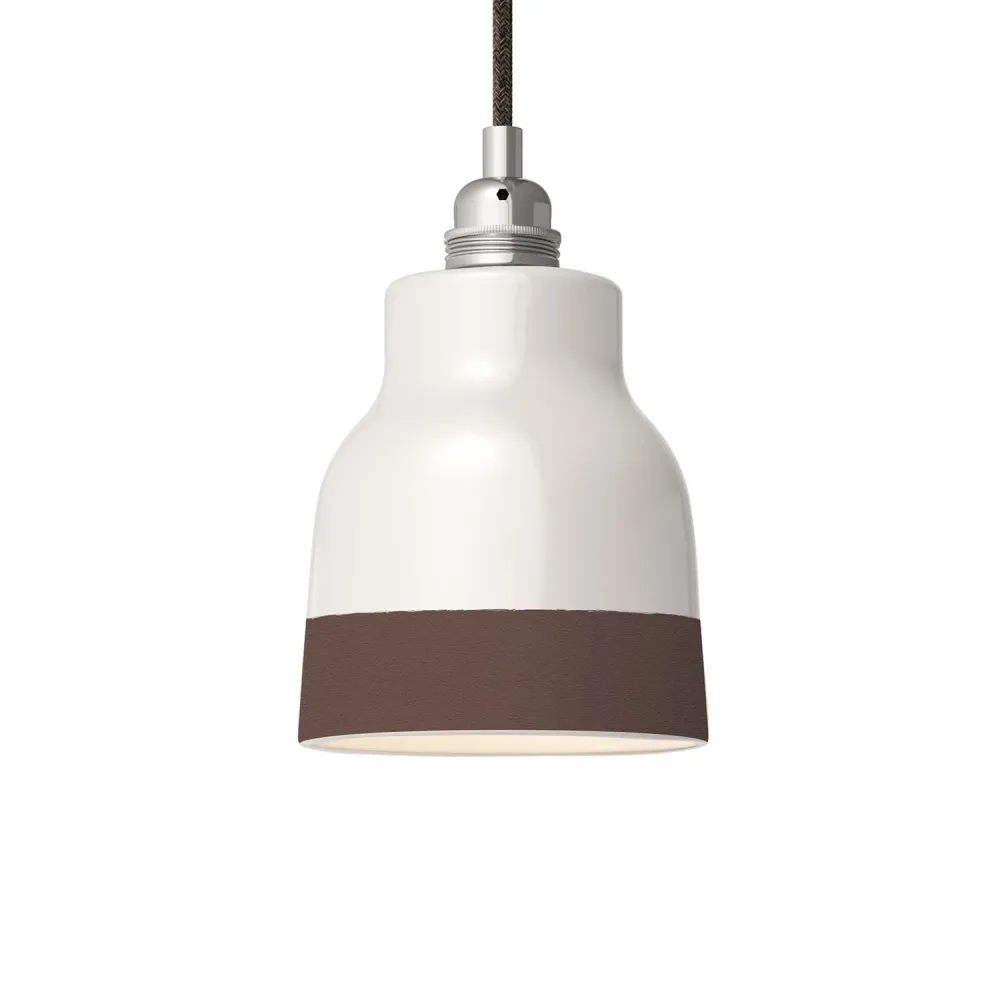 Abajur Vaso bicolor em cerâmica Branco e Castanho, coleção Materia - Made Italy