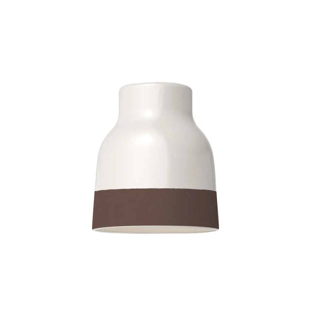 Abajur Vaso bicolor em cerâmica Branco e Castanho, coleção Materia - Made Italy