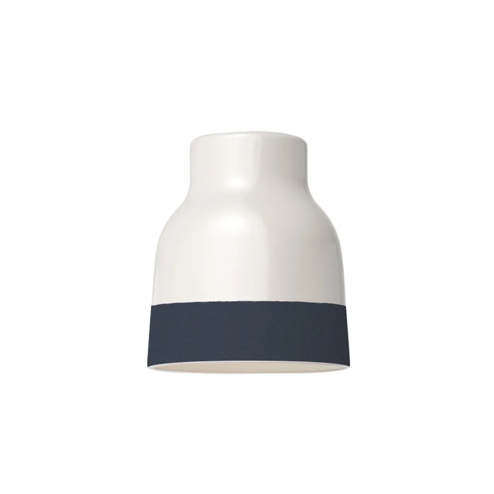 Abajur Vaso bicolor em cerâmica Branco e Petróleo, coleção Materia - Fabricado em Itália