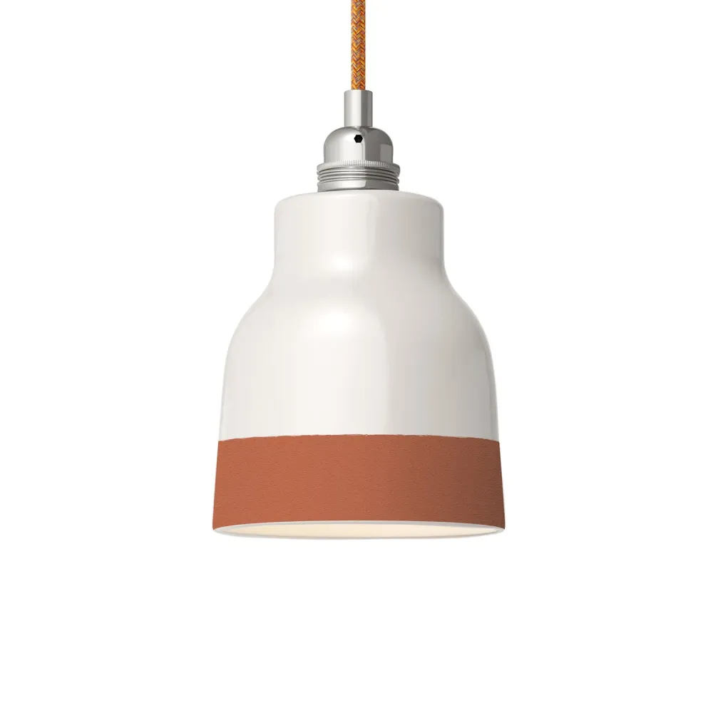 Abajur Vaso bicolor em cerâmica Branco e Terracota, coleção Materia - Fabricado em Itália