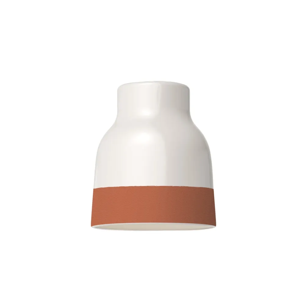Abajur Vaso bicolor em cerâmica Branco e Terracota, coleção Materia - Fabricado em Itália