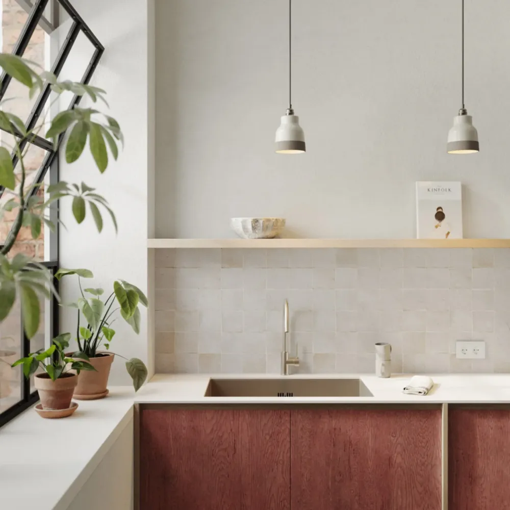 Abajur Vaso bicolor em cerâmica Branco e Tórtora, coleção Materia - Made Italy