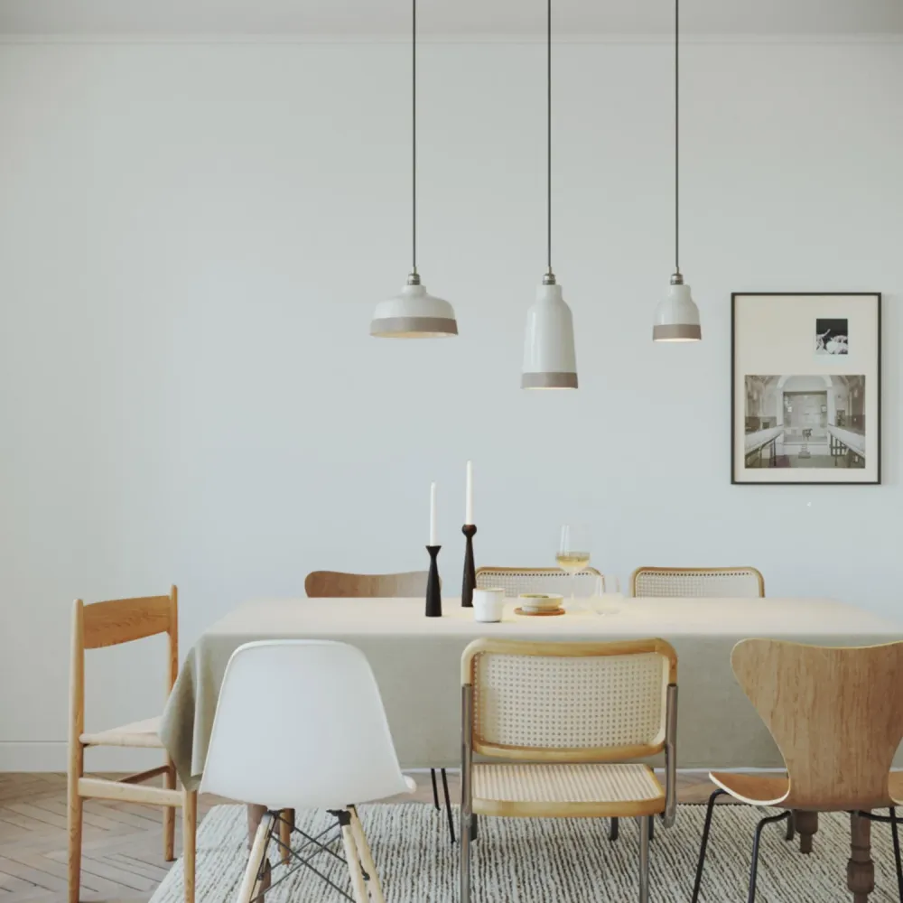 Abajur Vaso bicolor em cerâmica Branco e Tórtora, coleção Materia - Made Italy